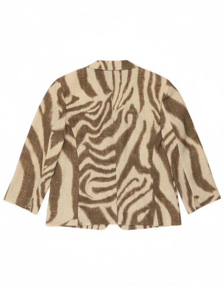 vintage Femmes Surdimensionné 3/4 Manches Blazer Veste UK 10 Petit Brun