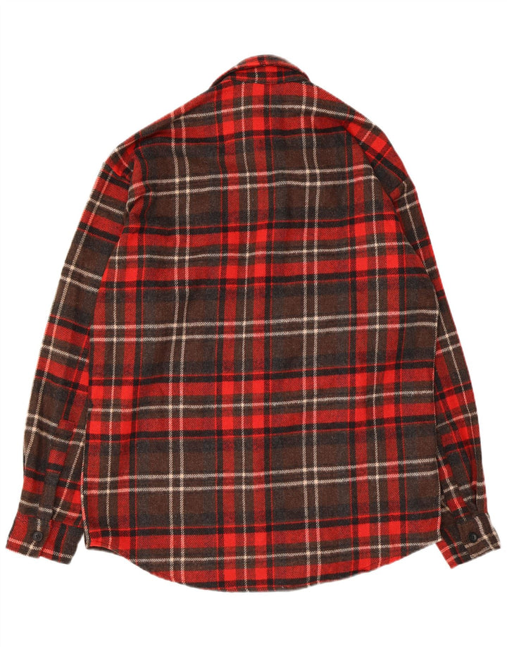 vintage Chemise en flanelle pour hommes Grande laine à carreaux rouges
