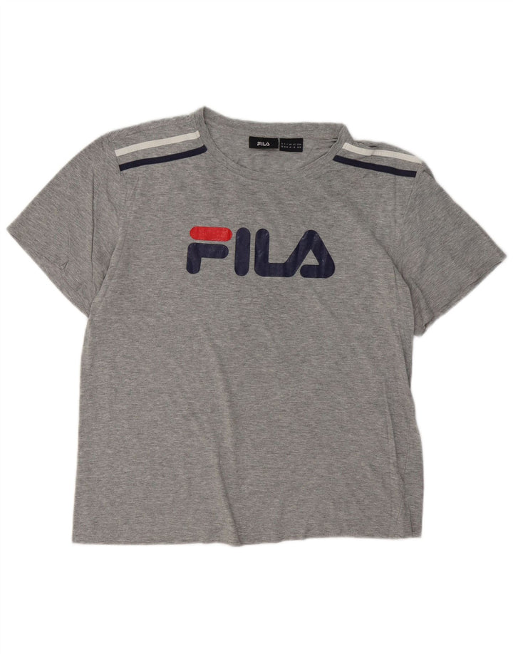 FILA T-Shirt Graphique Homme Gris Moyen Moucheté Coton