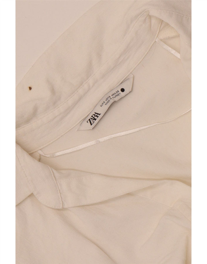 Zara Womens Crop Shirt Blouse UK 10 Petit Blanc