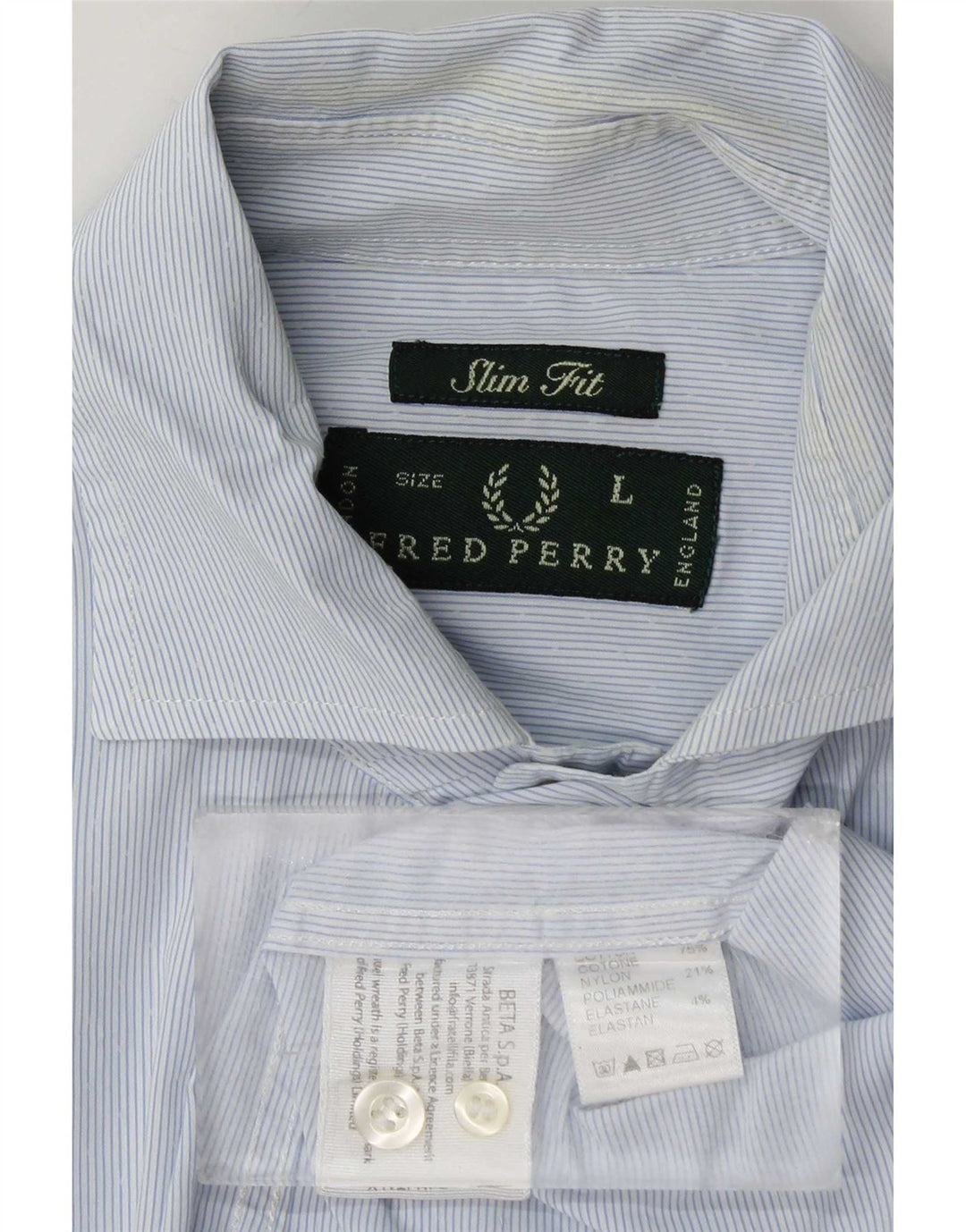 Fred Perry Chemise coupe slim pour homme en coton à fines rayures bleues