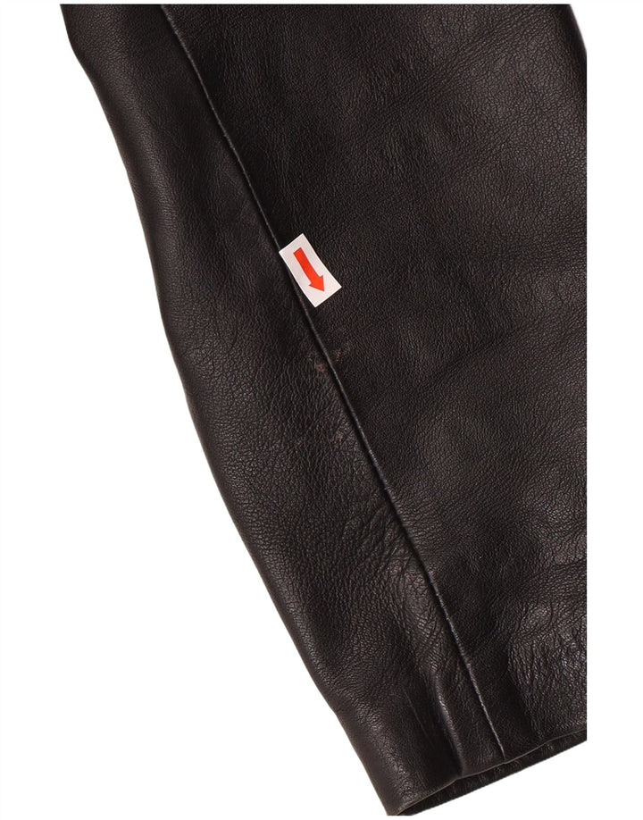 veste en cuir femme vintage UK 16 Grand cuir noir