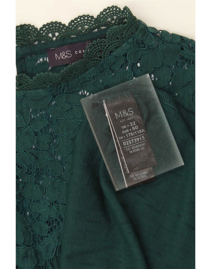 Marks & Spencer Chemisier Femme UK 22 3XL Vert Viscose