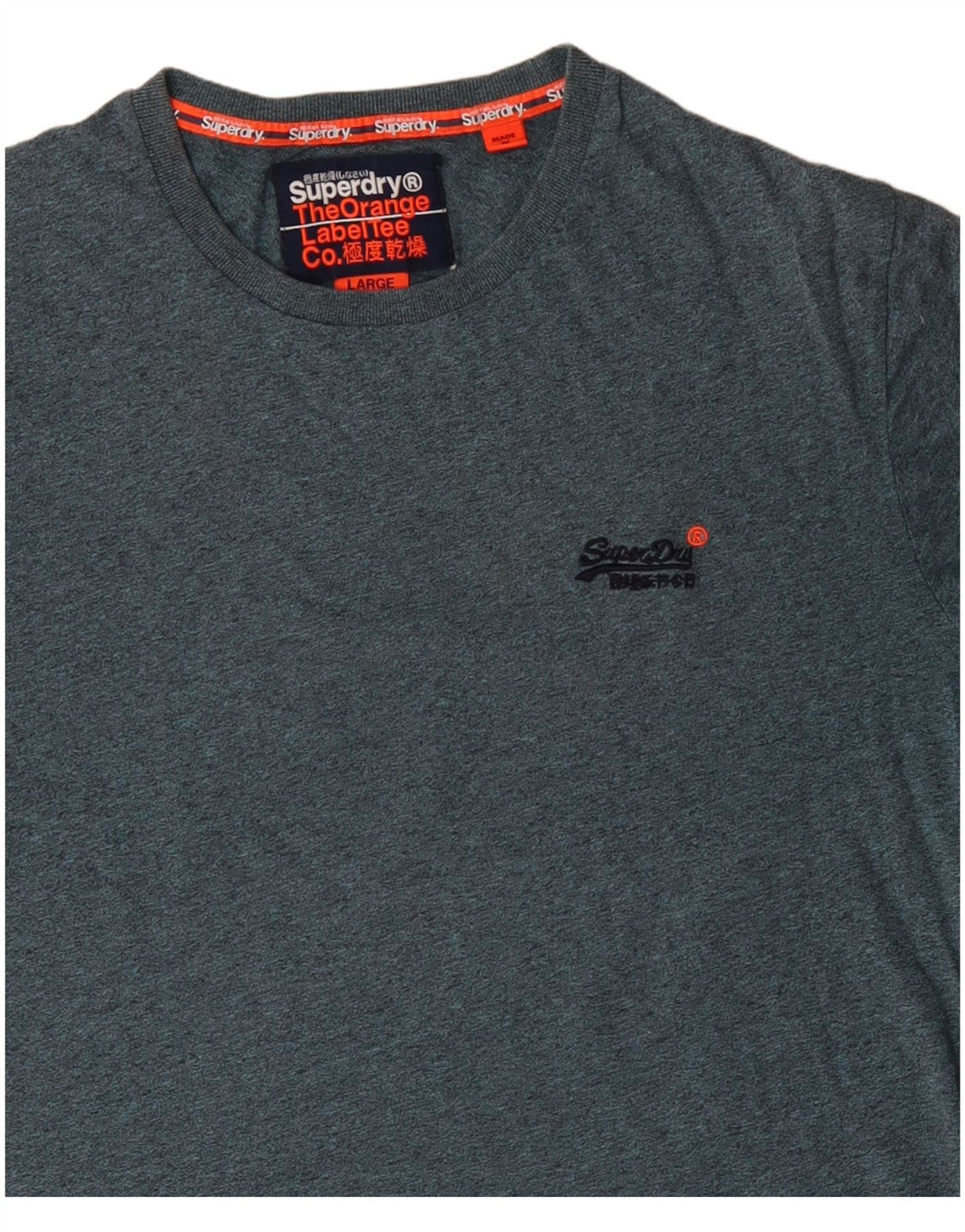 Superdry Homme T-Shirt Top Large Bleu Moucheté