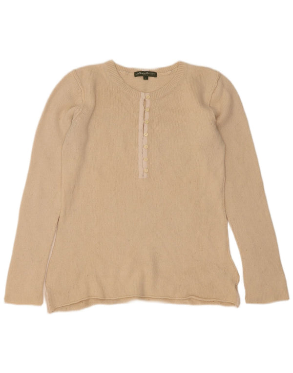 Eddie Bauer Pull col bateau pour femme UK 14 Large Viscose Blanc cassé