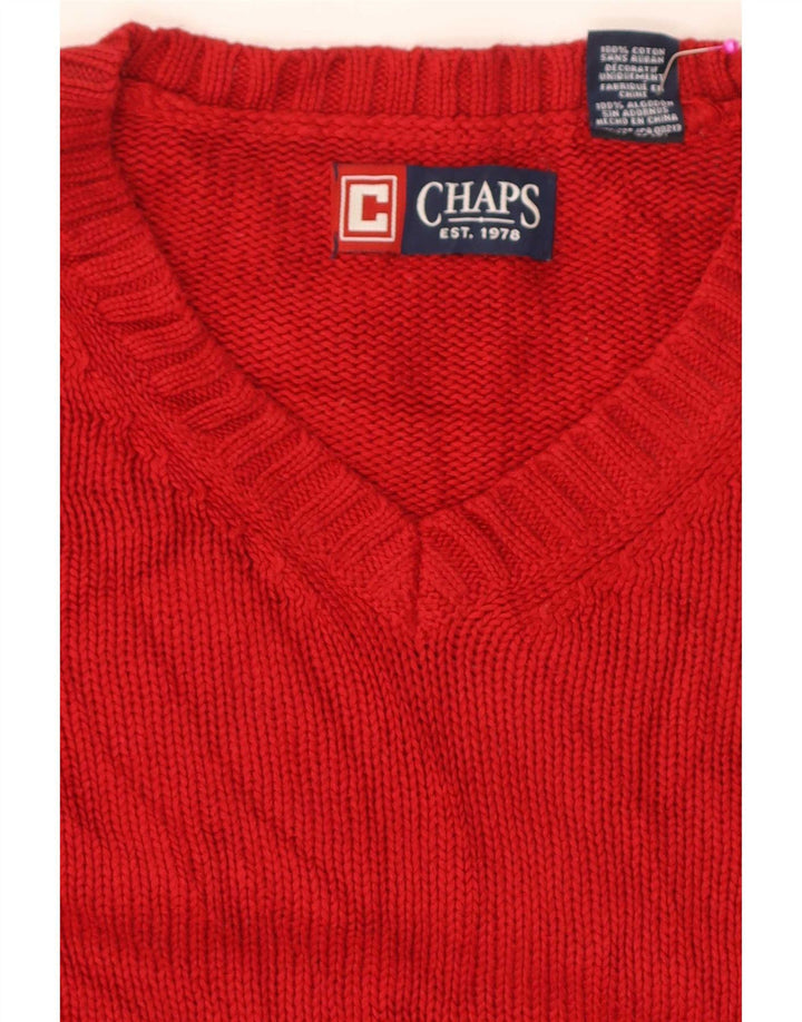 Chaps Pull Homme Coupe Regular Col V Pull XL Rouge Coton