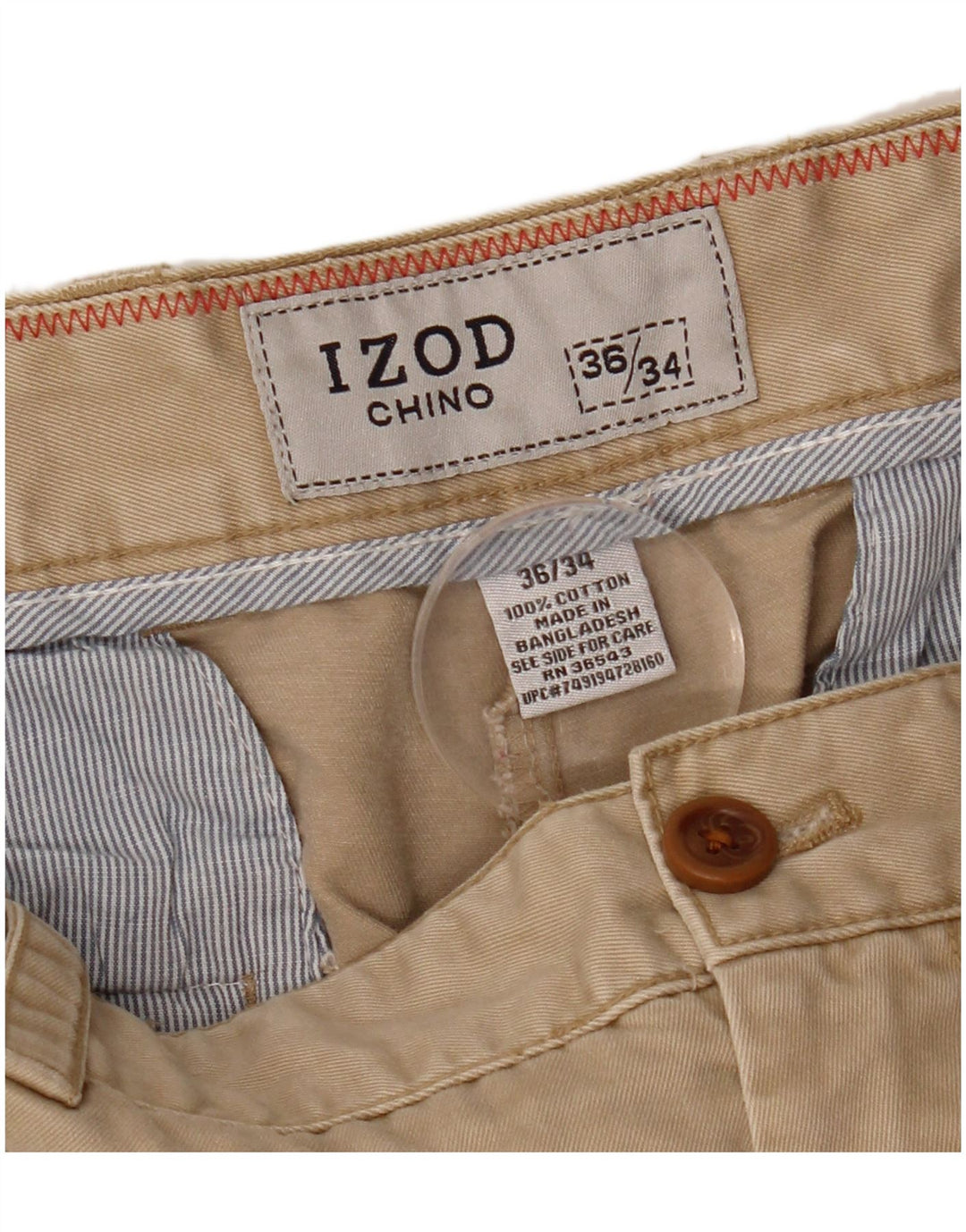 IZOD Pantalon Chino Droit Homme W36 L34 Coton Beige