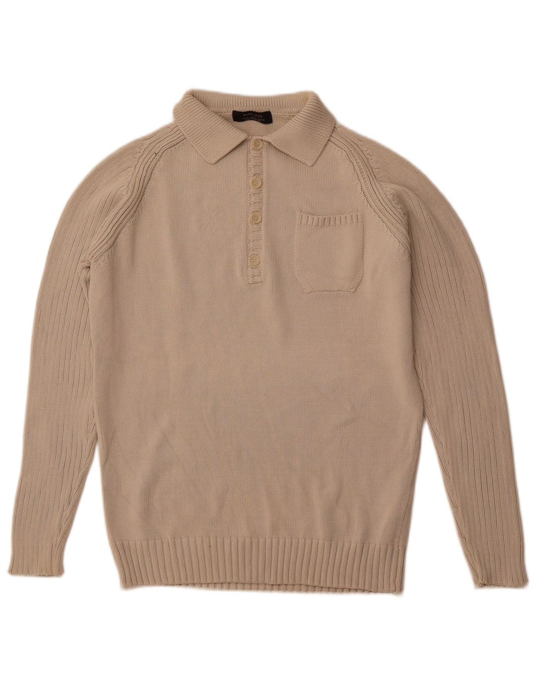 ZARA Homme Pull Col Polo XL Beige Coton