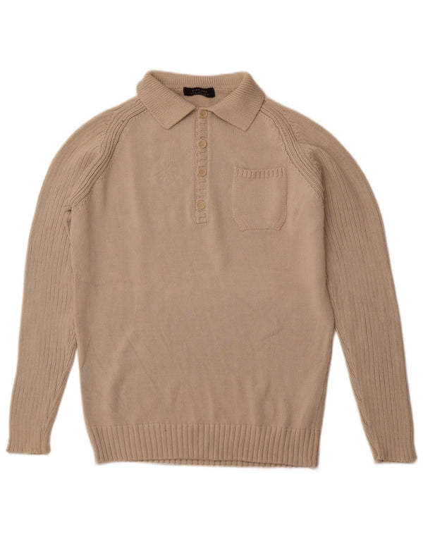 ZARA Homme Pull Col Polo XL Beige Coton