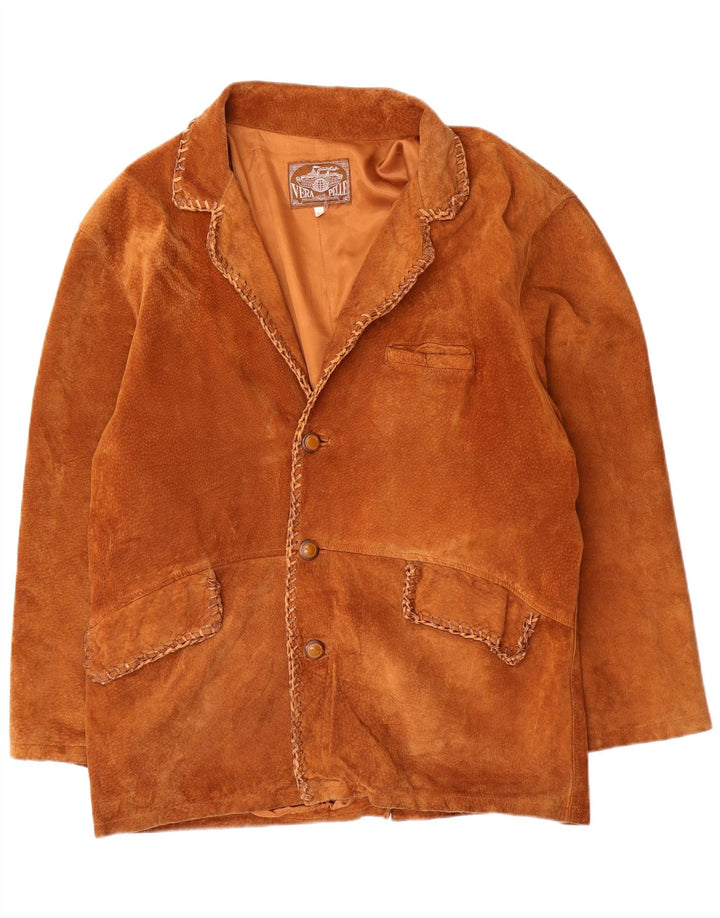 veste en daim homme vintage UK 42 XL cuir marron