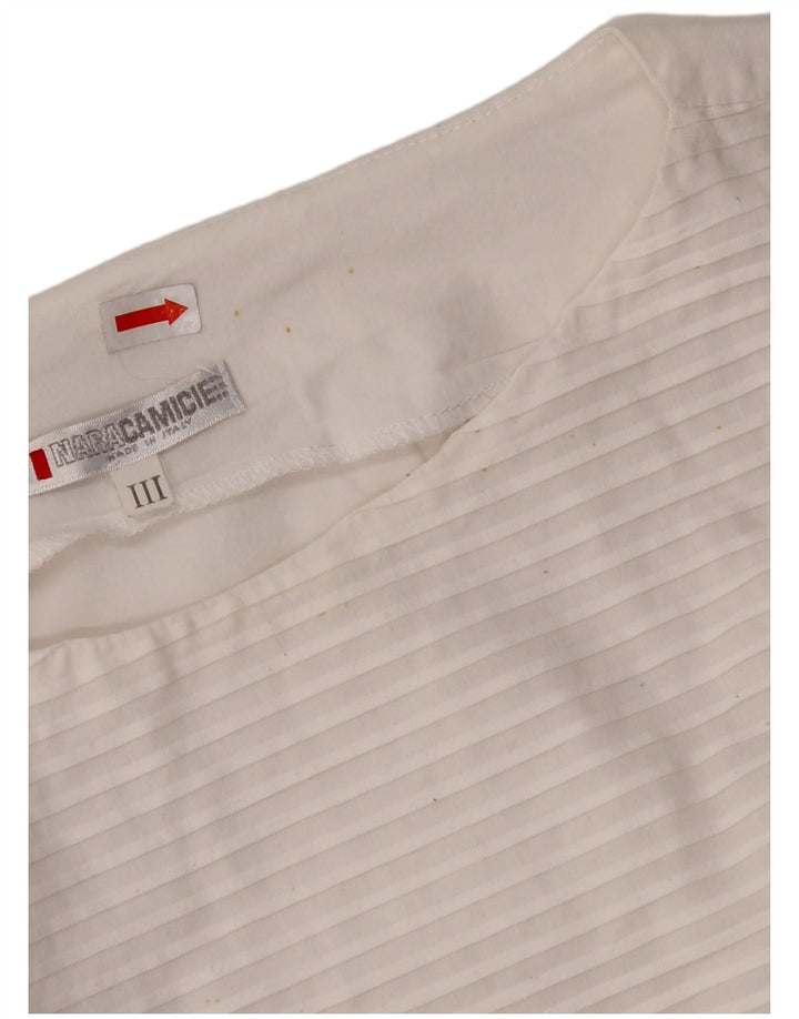 NARACAMICIE Chemisier sans manches pour femme UK 8 Petit coton à fines rayures blanches