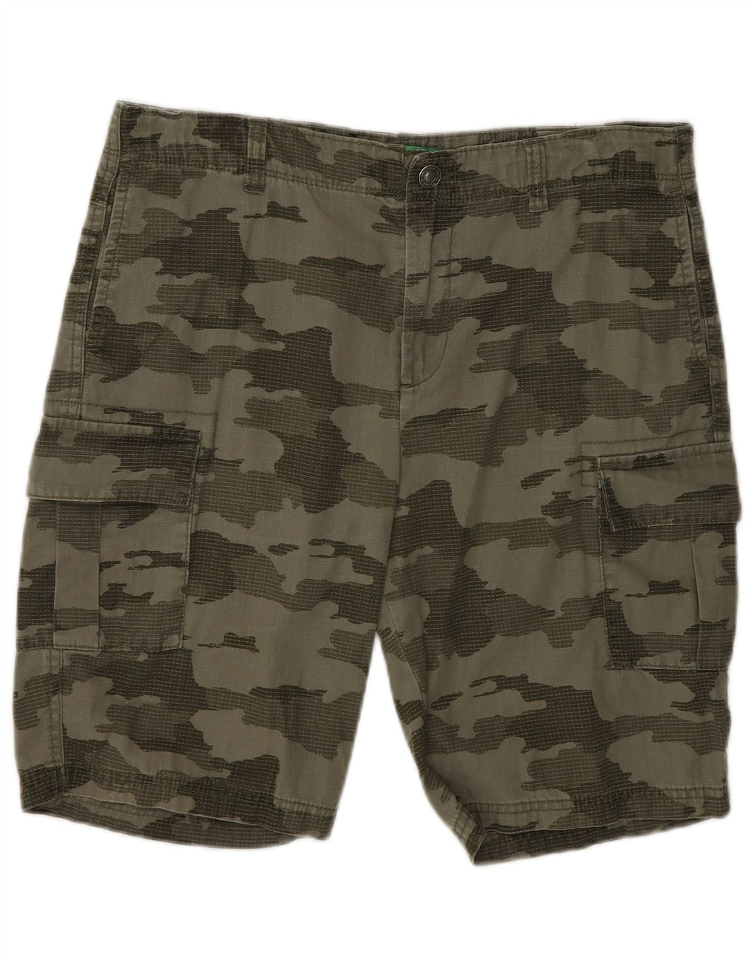 BENETTON Short Cargo Garçon 13-14 Ans 3XL W30 Kaki Camouflage Coton