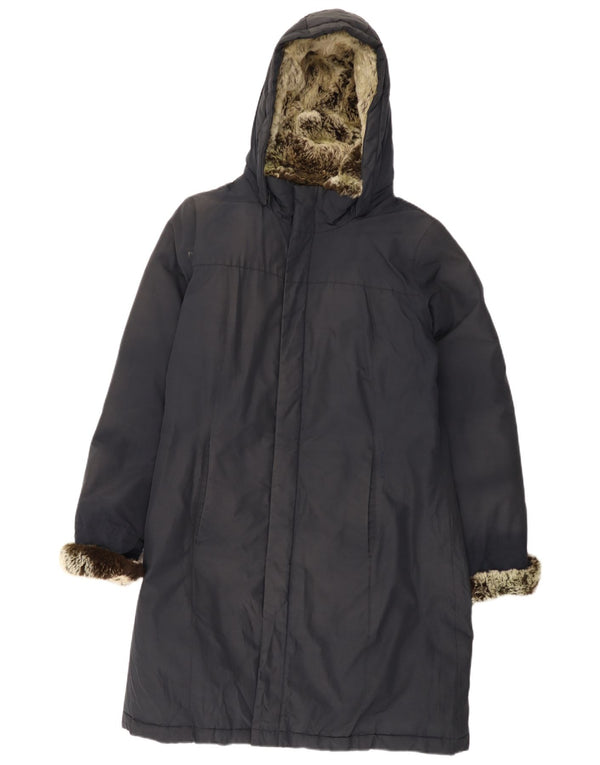 Woolrich Manteau rembourré à capuche pour femme UK 20 2XL Bleu marine Coton