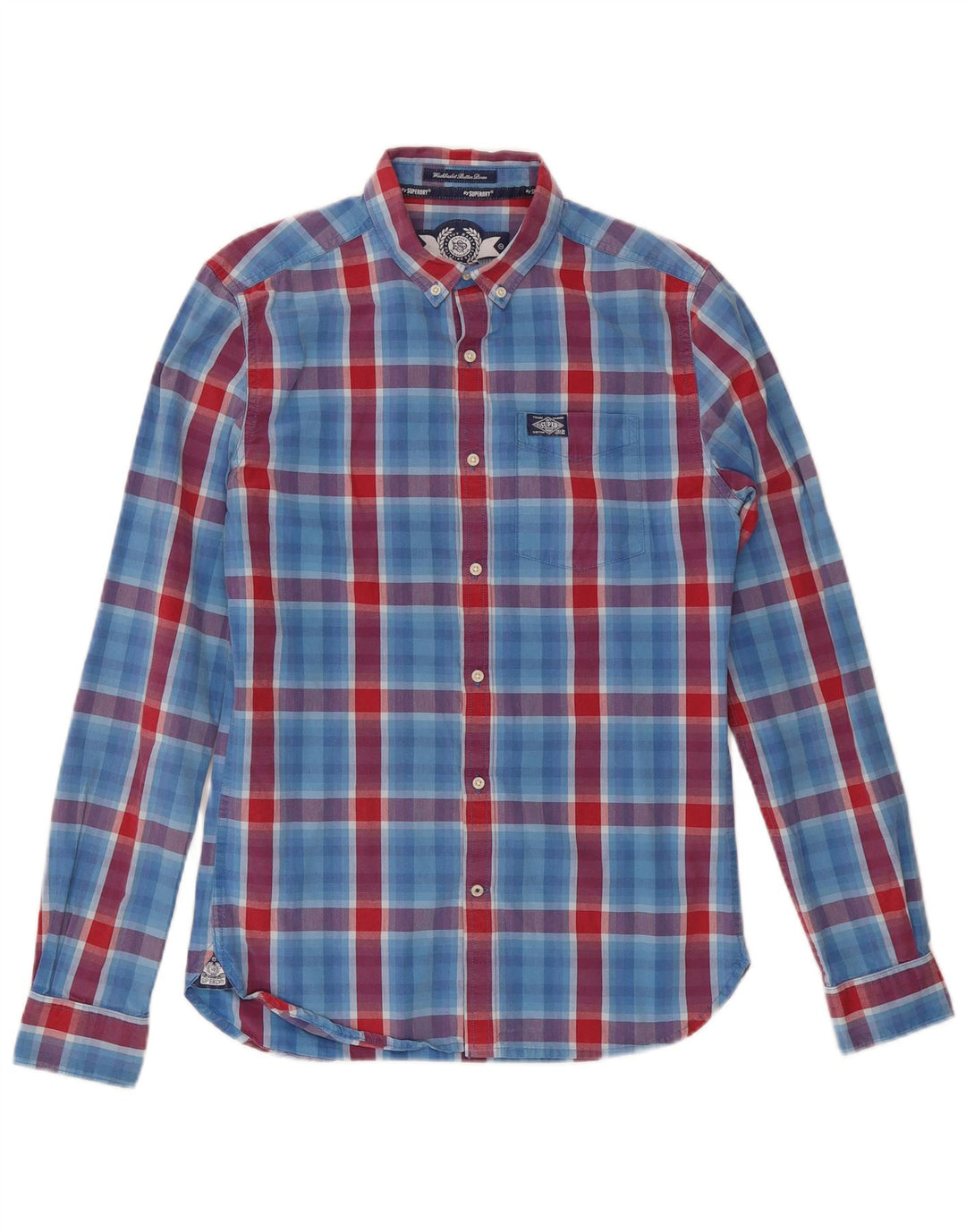 Superdry Chemise Homme Petit Carreau Bleu Coton
