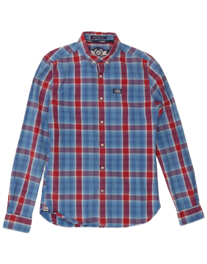 Superdry Chemise Homme Petit Carreau Bleu Coton