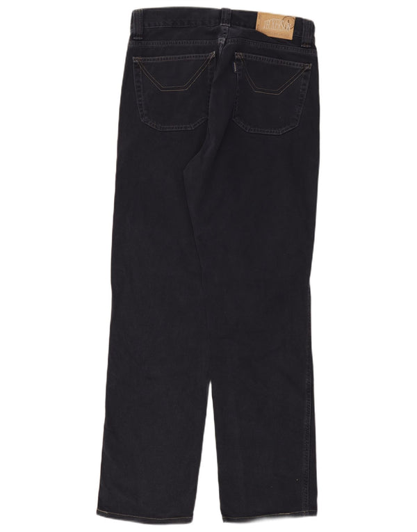 Jeckerson Mens Straight Casual Trousers W34 L31 Navy Blue Cotton