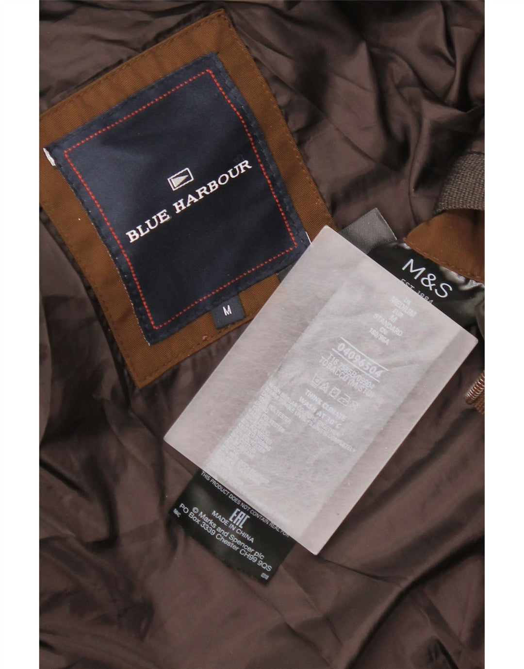 Marks & Spencer Veste matelassée à capuche Blue Harbor pour homme UK 38 Marron moyen