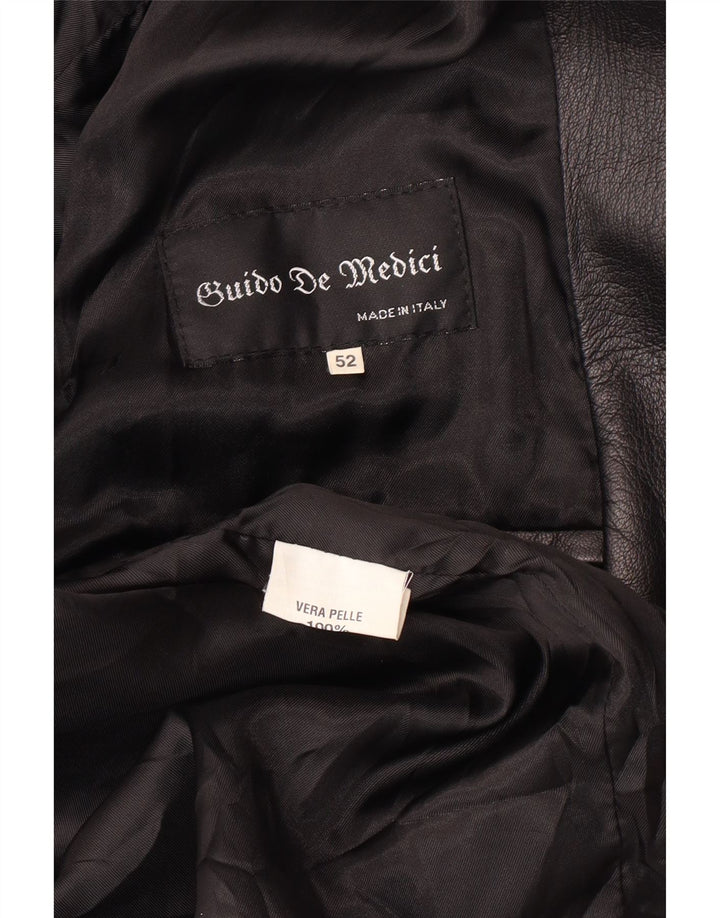 veste en cuir femme vintage IT 52 2XL Cuir noir
