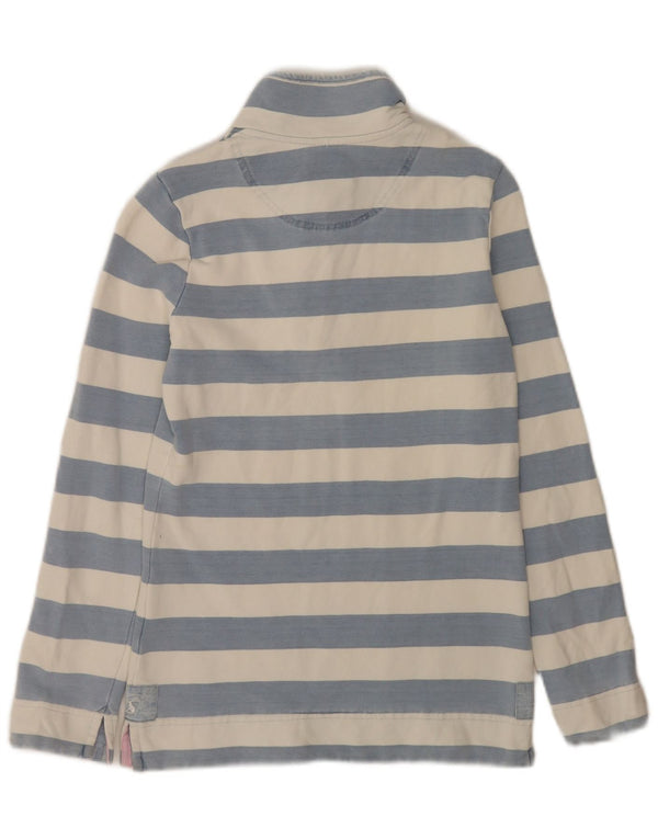 Joules Womens Zip Neck Sweatshirt Jumper UK 6 XS Bleu Rayé Coton