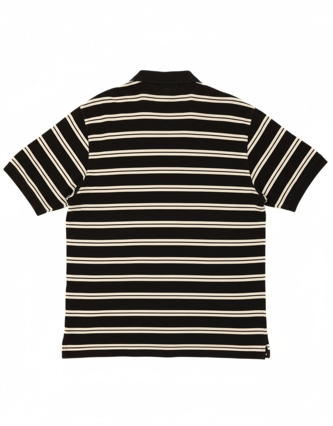 EDDIE BAUER Mens Polo Shirt Large Black Striped Cotton Vintage Eddie Bauer and Second-Hand Eddie Bauer from Messina Hembry 