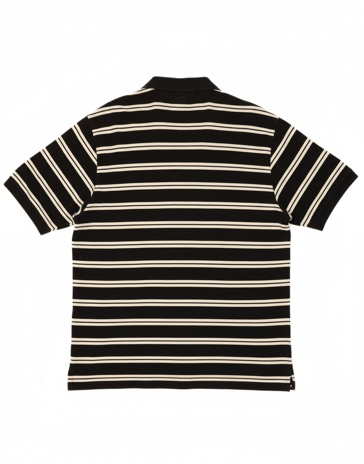 EDDIE BAUER Mens Polo Shirt Large Black Striped Cotton Vintage Eddie Bauer and Second-Hand Eddie Bauer from Messina Hembry 