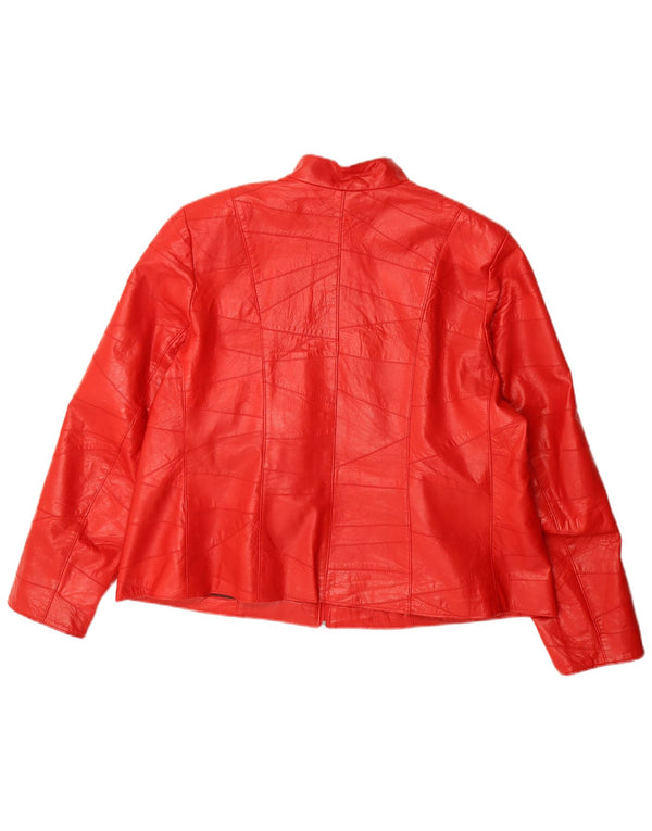 Veste en cuir femme vintage UK 22 3XL Cuir rouge