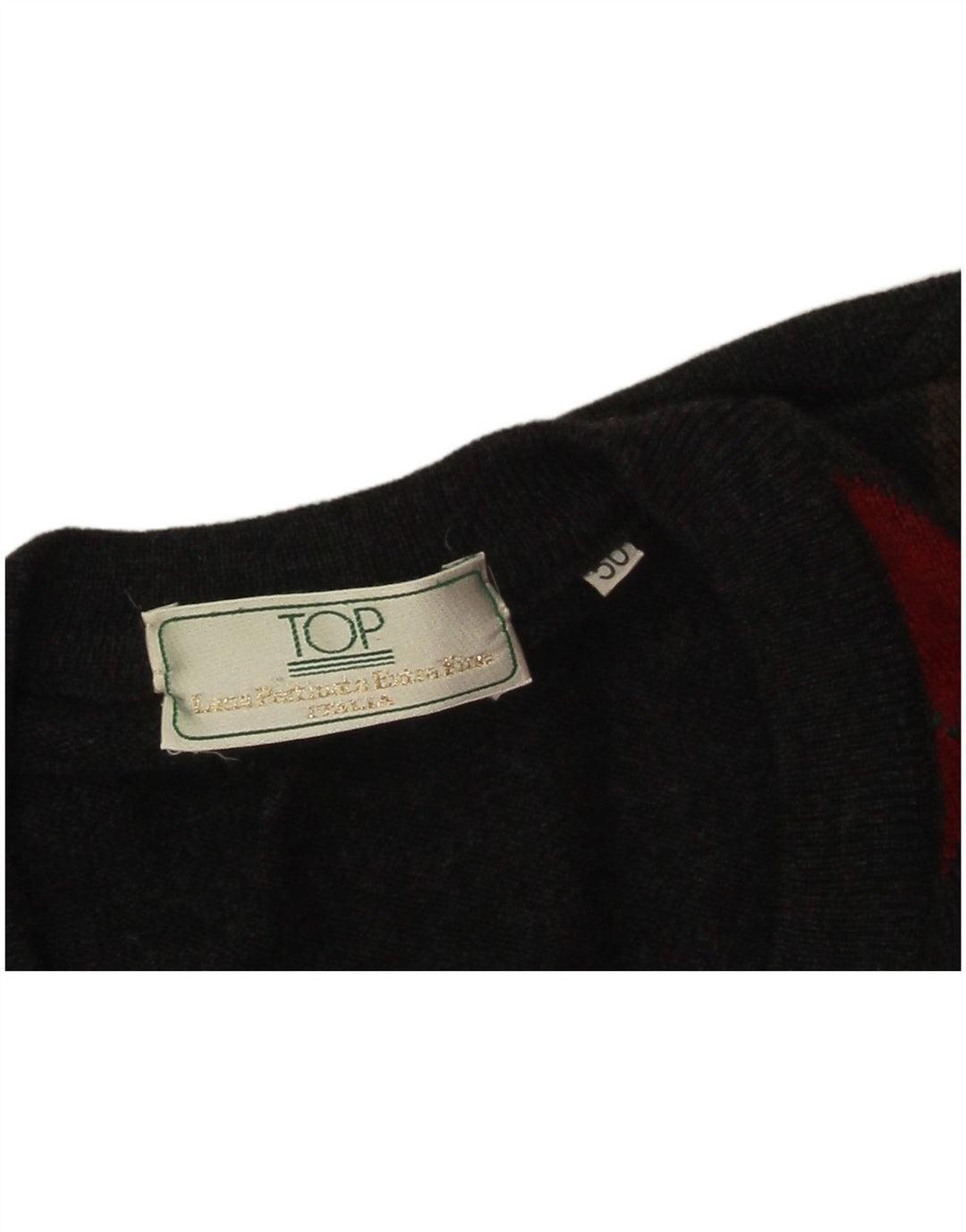 vintage Homme Col V Pull Pull IT 50 Gris Moyen Argyle/Diamant