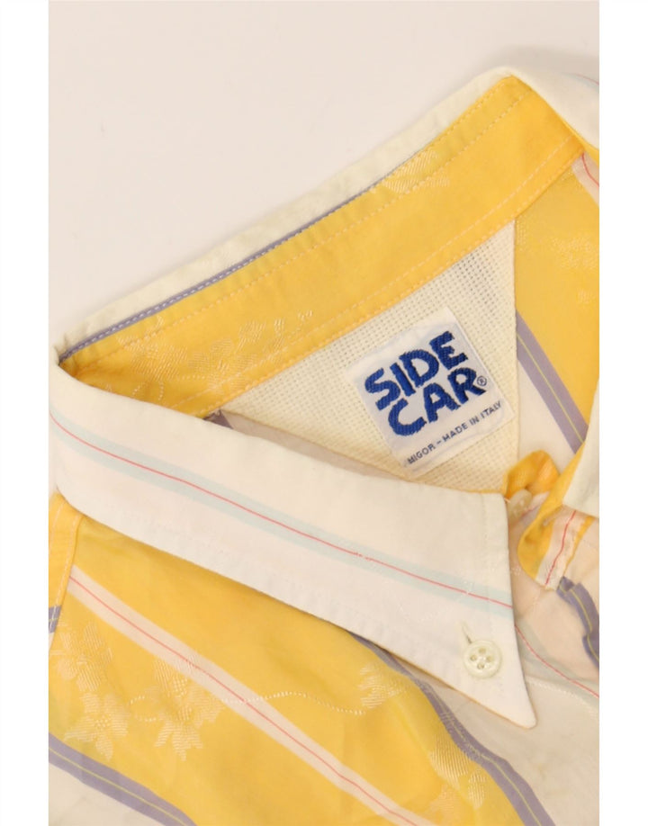 VINTAGE Mens Short Sleeve Shirt Medium Yellow Striped Vintage Vintage and Second-Hand Vintage from Messina Hembry 