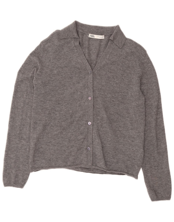 Zara Cardigan Femme Pull UK 18 XL Laine Gris