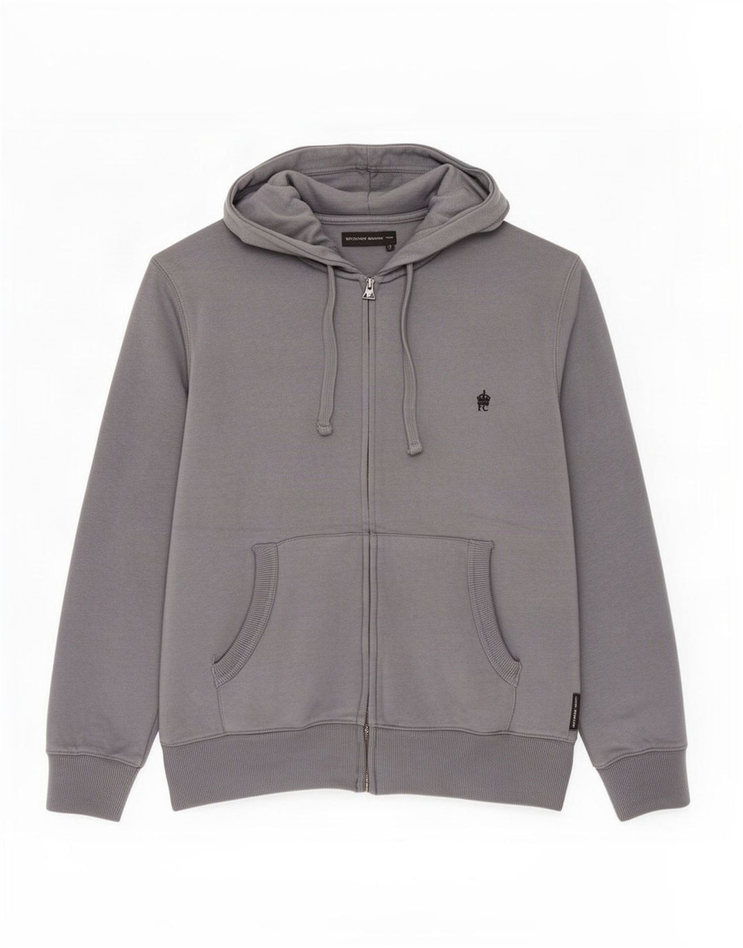 French Connection Sweat à Capuche Zippé Homme Gris Moyen Coton