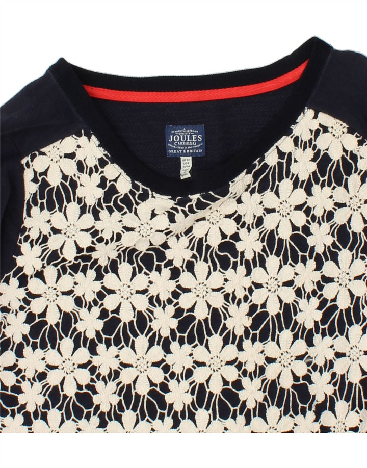 JOULES Womens Sweatshirt Jumper UK 12 Medium Navy Blue Floral Vintage Joules and Second-Hand Joules from Messina Hembry 