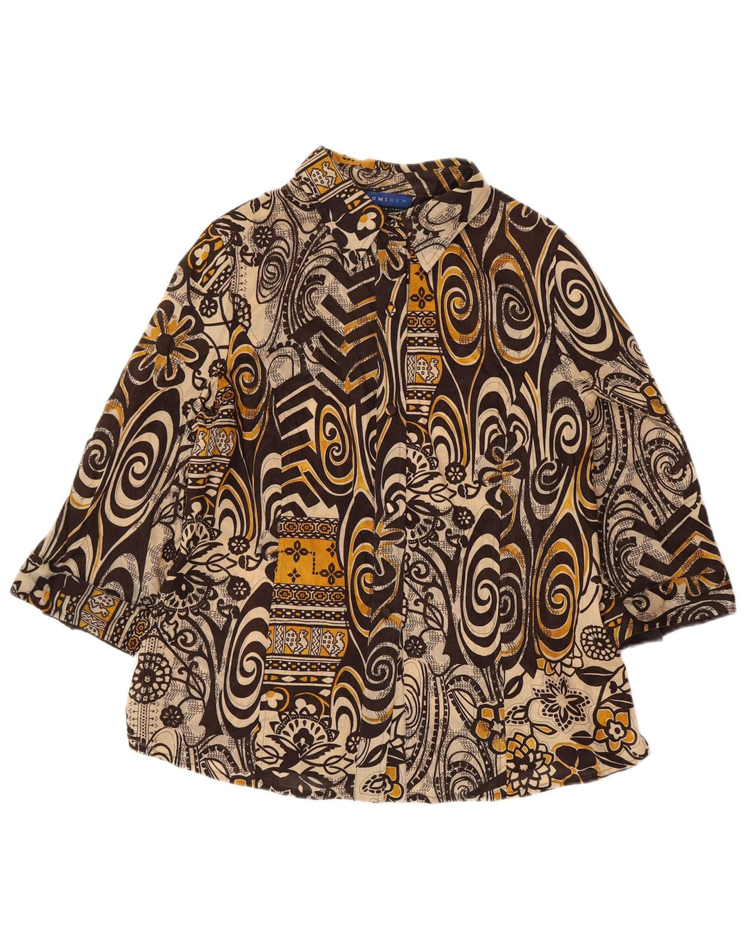 DOMINEW Chemisier Femme Manches 3/4 IT 50 XL Marron Floral Coton