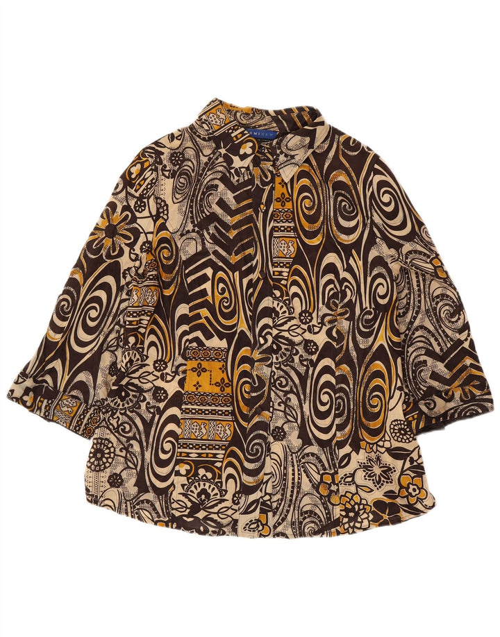DOMINEW Chemisier Femme Manches 3/4 IT 50 XL Marron Floral Coton
