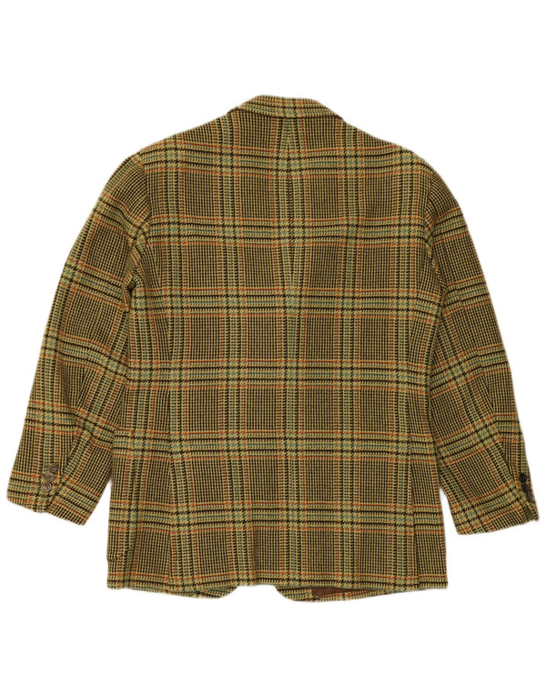 VINTAGE Veste Blazer 3 Boutons Homme UK 38 Pied-de-Poule Vert Moyen