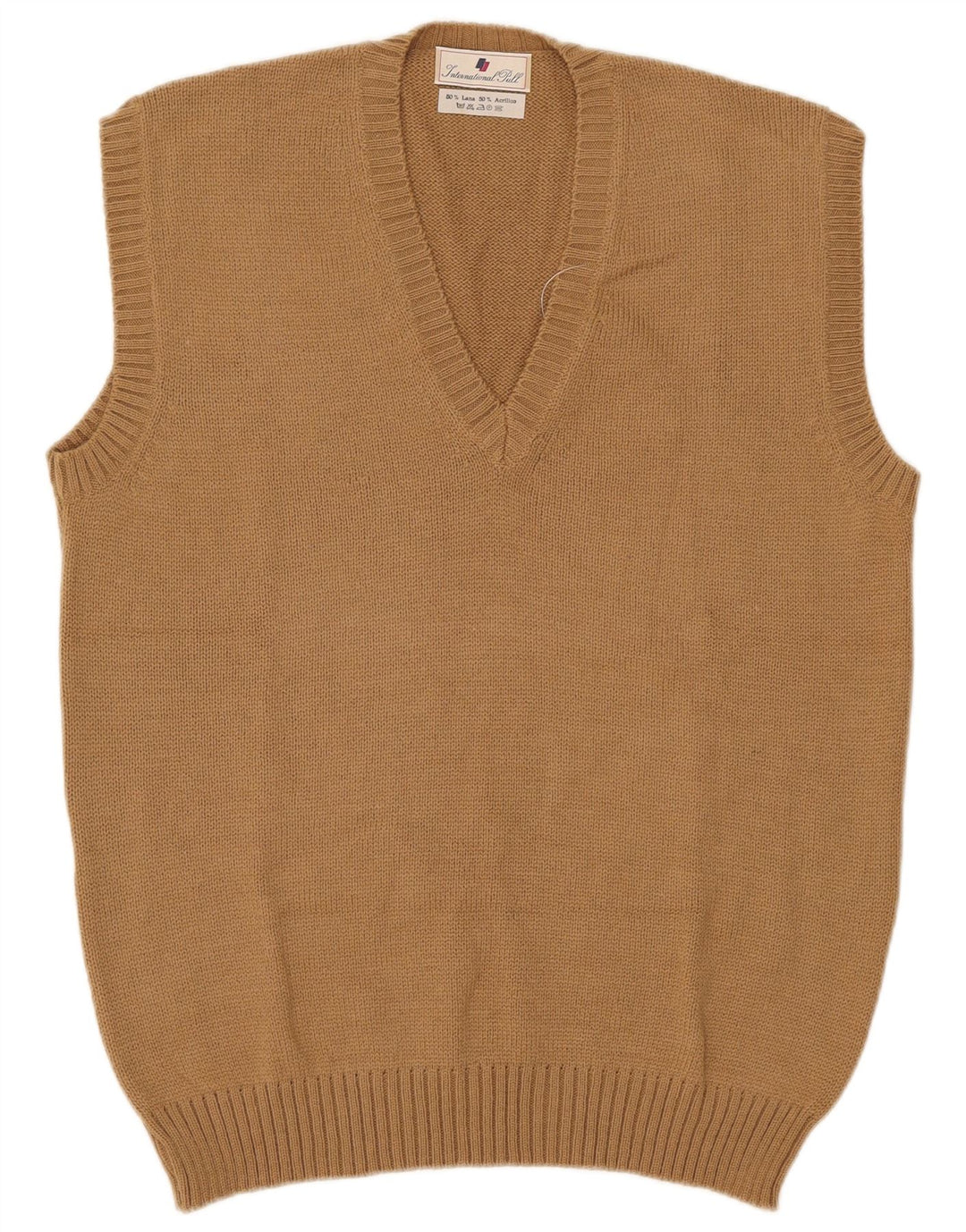 vintage Mens Vest Débardeur IT 54 XL Beige Laine