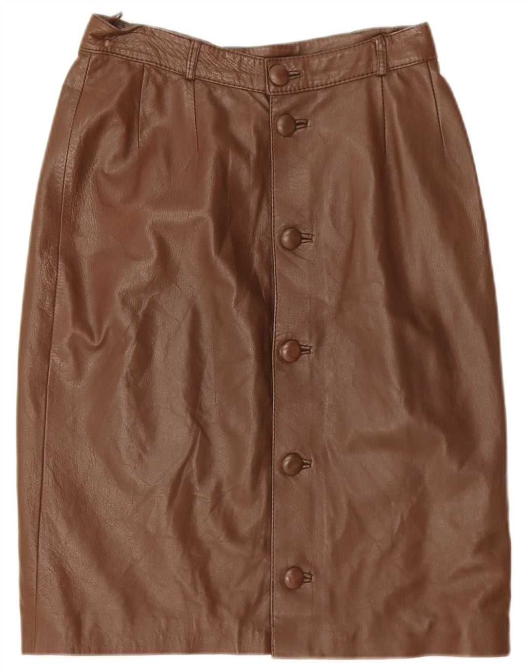 jupe en cuir femme vintage W26 petit cuir marron