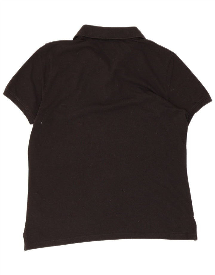 TOMMY HILFIGER Polo Femme UK 14 Coton Noir Moyen