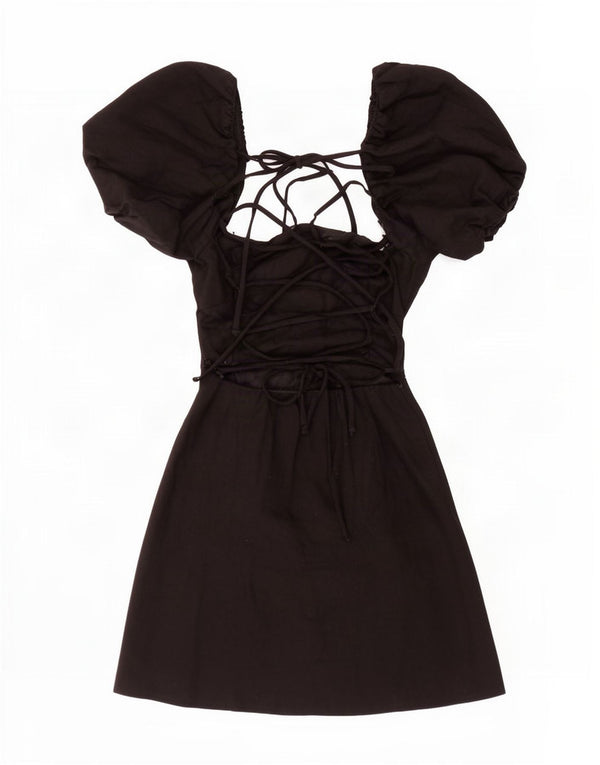 Zara Womens A-Line Dress UK 8 Small Black Cotton