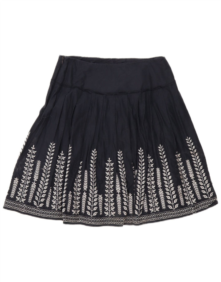 Marks & Spencer Jupe trapèze plissée pour femme W30 Bleu marine moyen floral