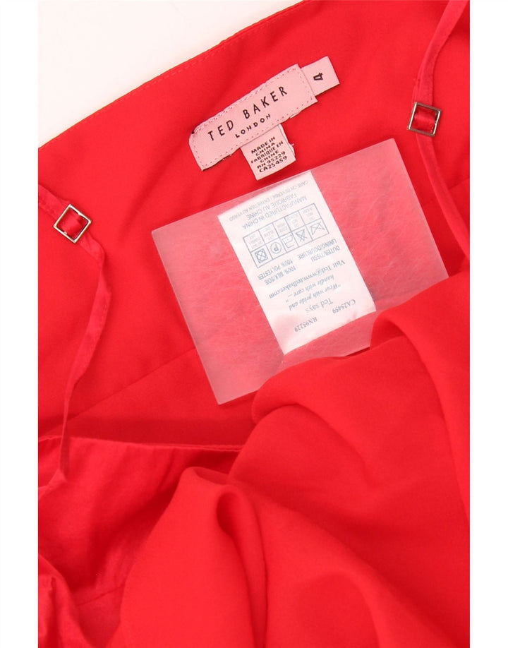 Ted Baker Robe trapèze sans manches pour femme Taille 4 Grande soie rouge