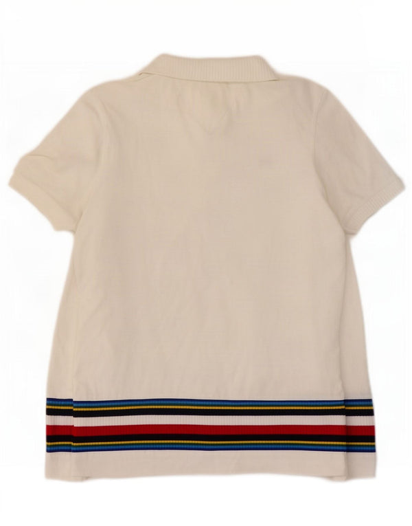 Tommy Hilfiger Polo Femme UK 10 Petit Coton Rayé Blanc