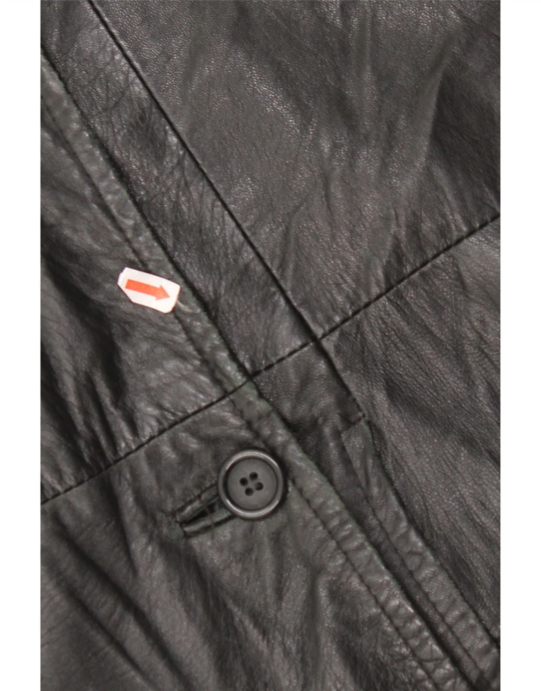 VINTAGE Manteau en Cuir Femme IT 48 XL Noir