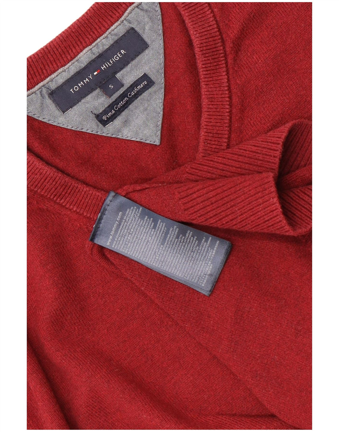 Tommy Hilfiger Pull col V pour homme en coton rouge Petit