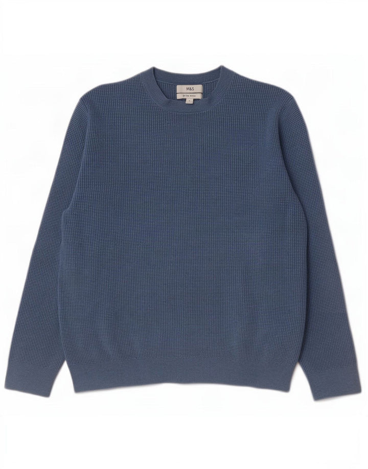 Marks & Spencer Pull à col rond pour homme XL Bleu Polyester