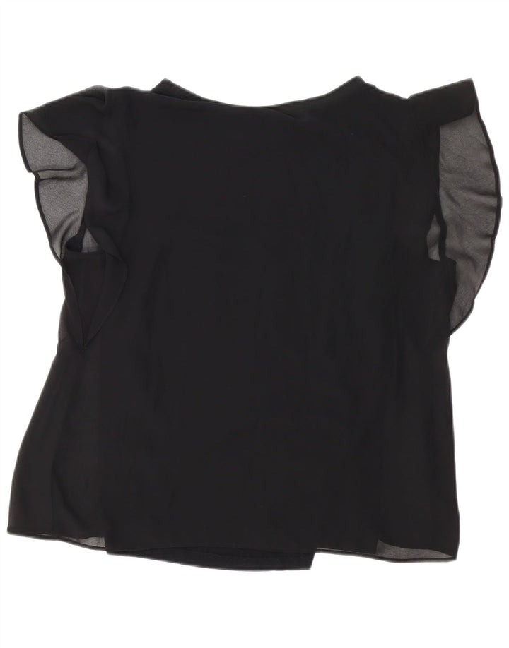 ZARA Femme Chemisier Top UK 16 Large Noir