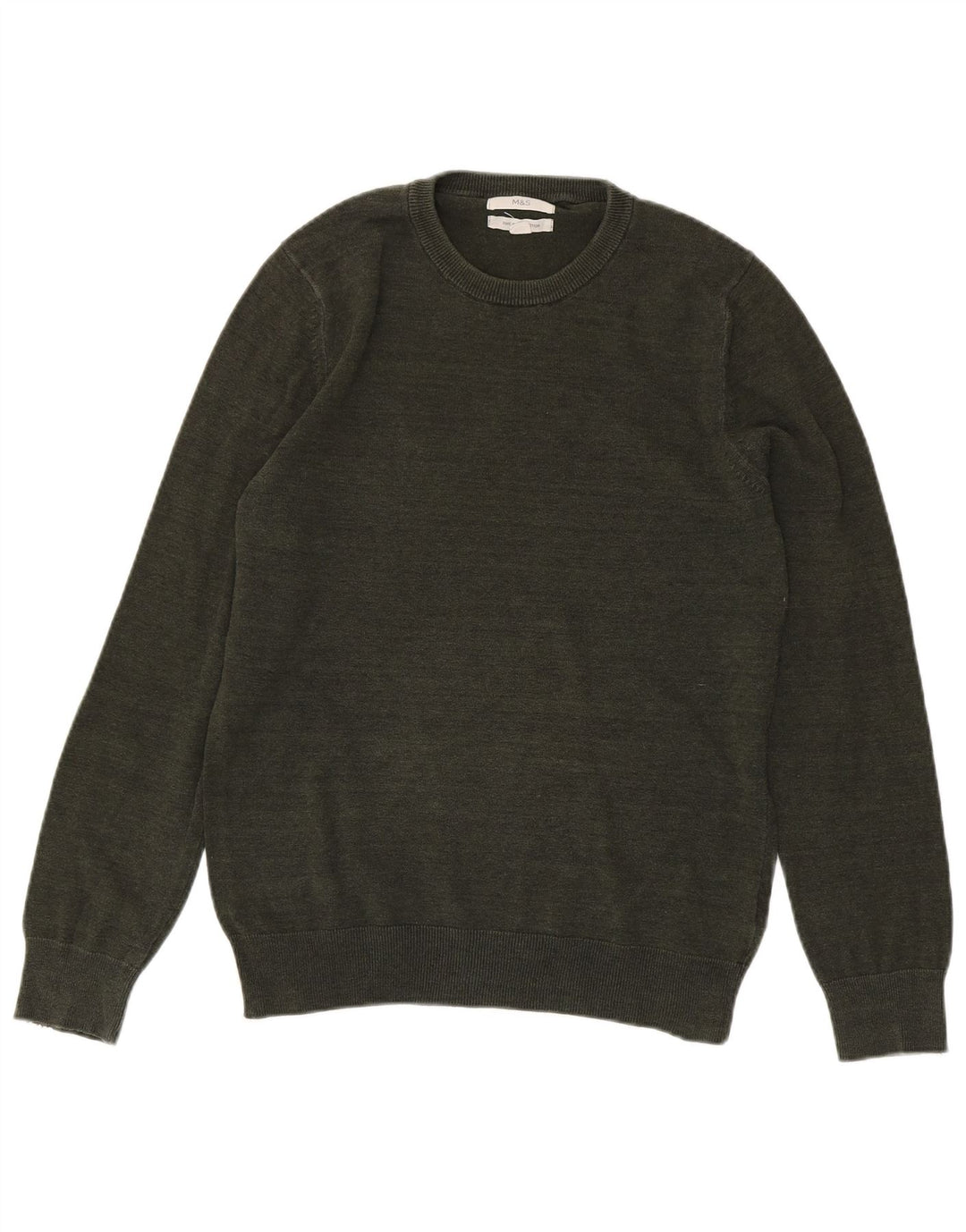 Marks & Spencer Pull à col rond pour homme Petit coton kaki