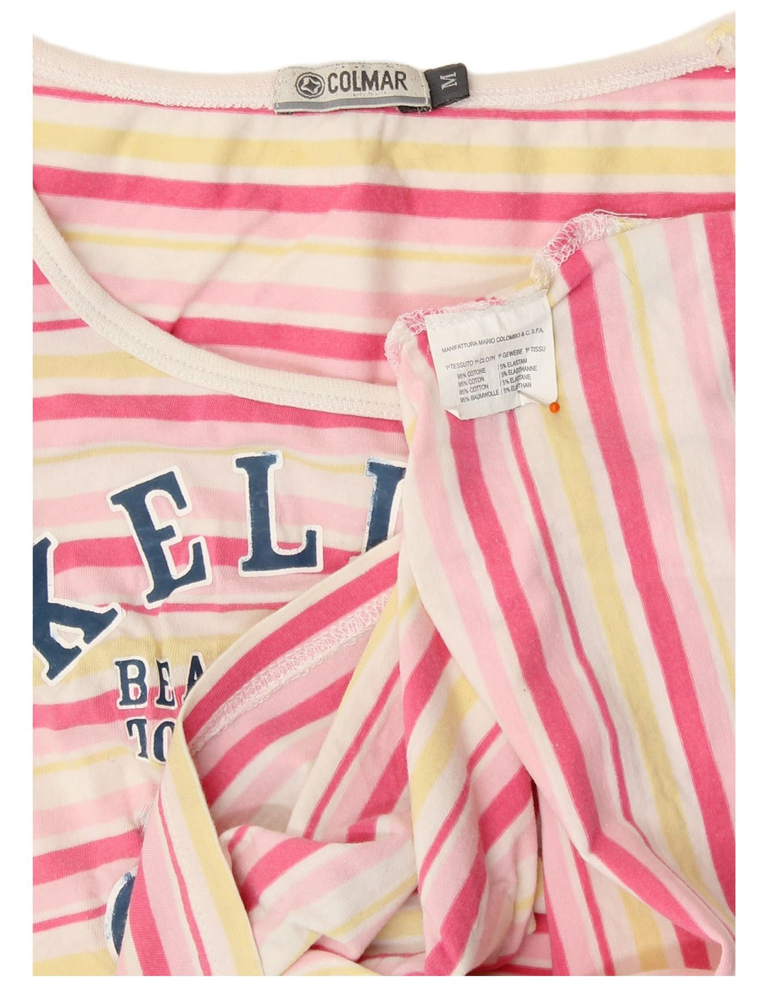 COLMAR T-Shirt Graphique Femme UK 12 Medium Multicolore Rayé