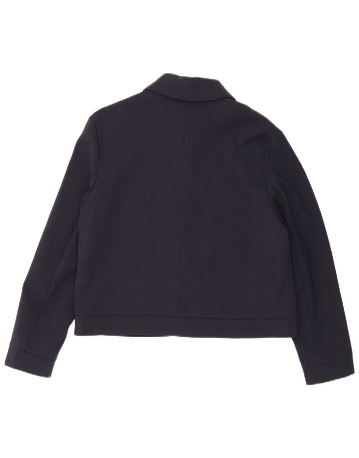 MARKS & SPENCER Veste Bomber Autograph Femme UK 12 Laine Bleu Marine Moyenne