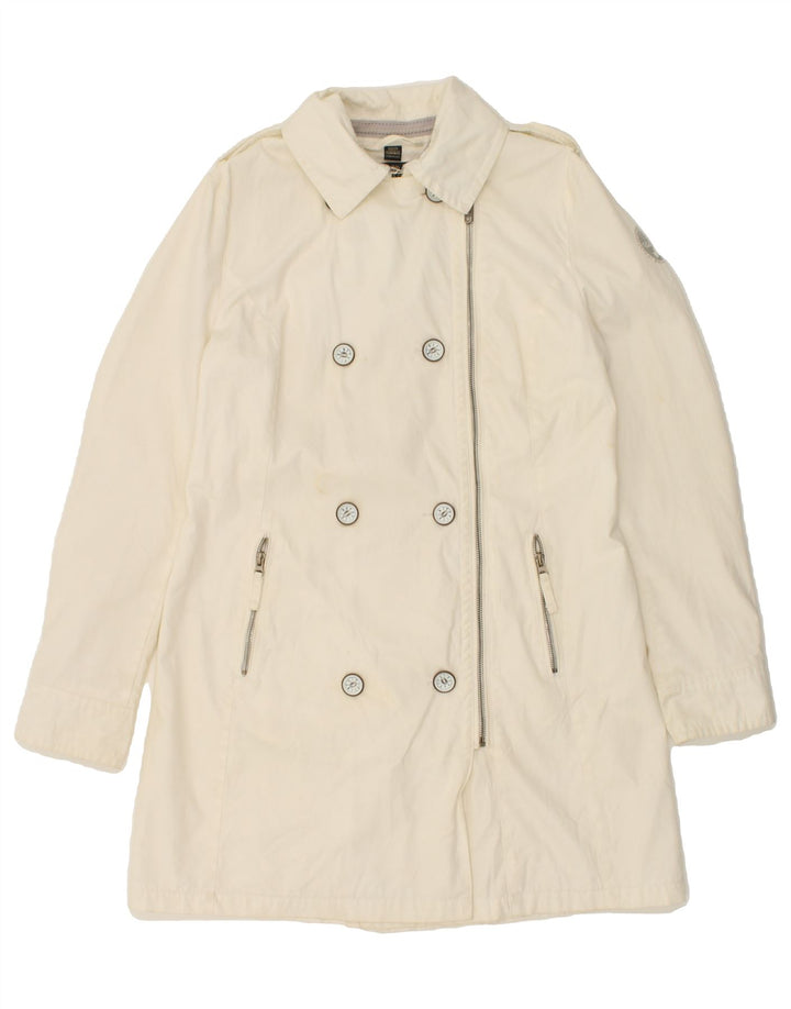 NAPAPIJRI Womens Double Breasted Coat UK 14 Large Off White Cotton Vintage Napapijri and Second-Hand Napapijri from Messina Hembry 