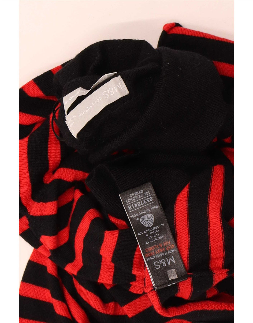 Marks & Spencer Pull col roulé pour femme UK 12 Medium Noir Rayé